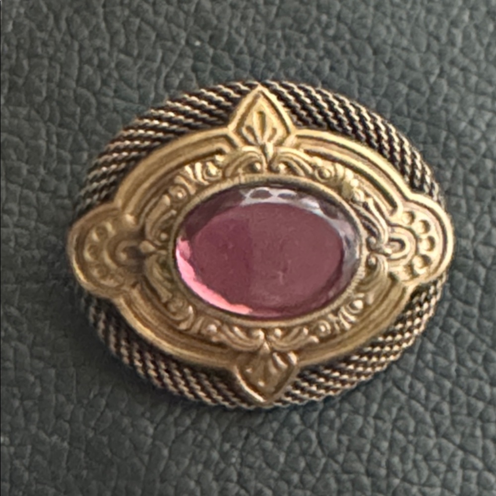 Vintage Victorian Style Brooch w Amethyst Glass Center